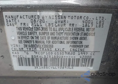 2020 Nissan Sentra Sv Xtronic Cvt z USA, uszkodzony, nr VIN 3N1AB8CV6LY289368